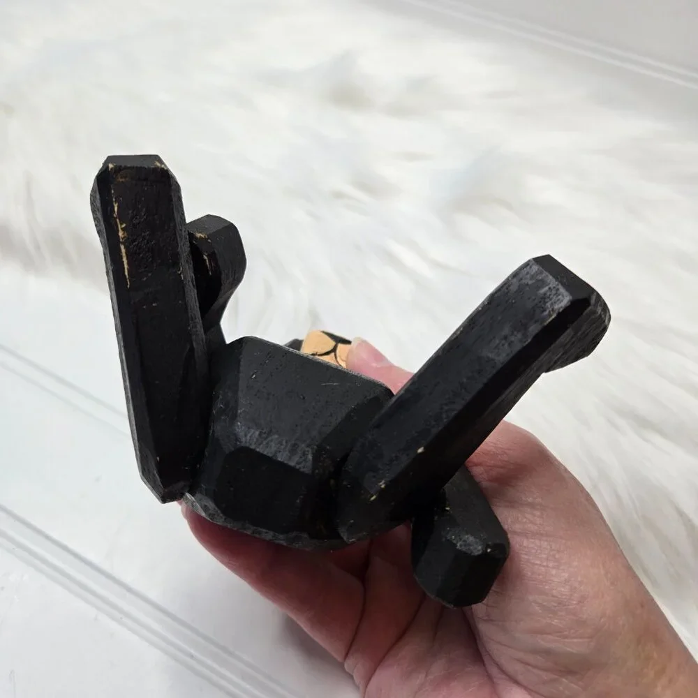 Carved Wood Teddy Black Bear 6” Legs and Arms Move Cabin Woods Poseable Sitting - Picture 7 of 10